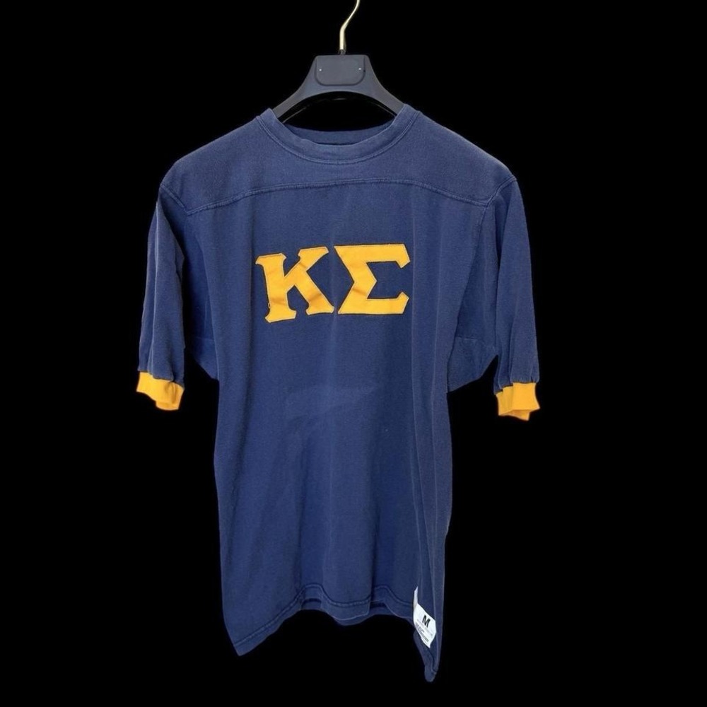 True‎ Vintage 60's Russell Kappa Sigma Ringer T-Shirt Made In USA Mens Medium